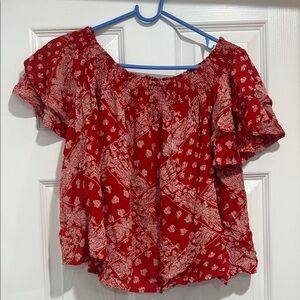 Red bandana Off-Shoulder Top